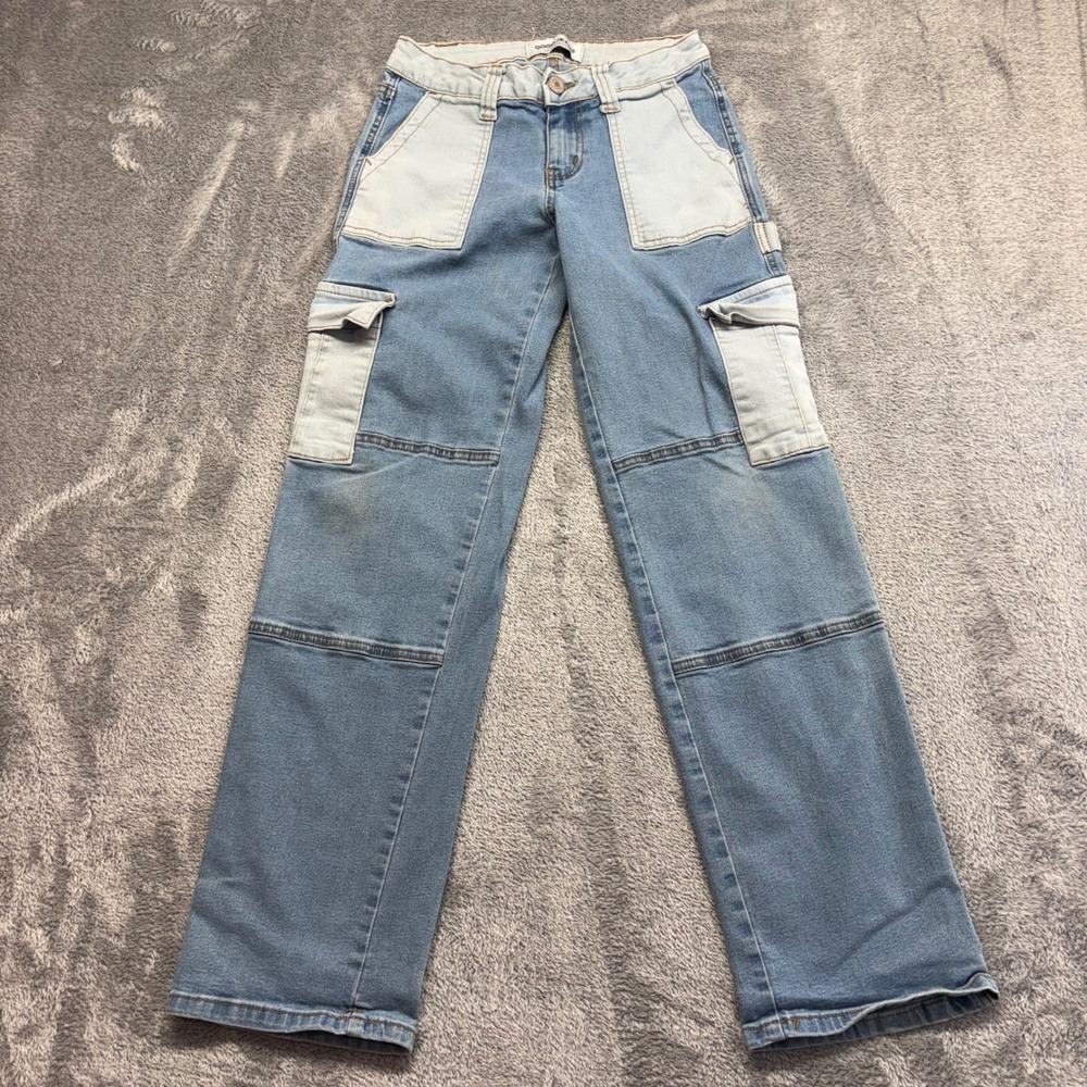 Gogo Jeans Cargo Pants Women Size 0/24 Blue Good Two Tone Utility GOGO-15100-R